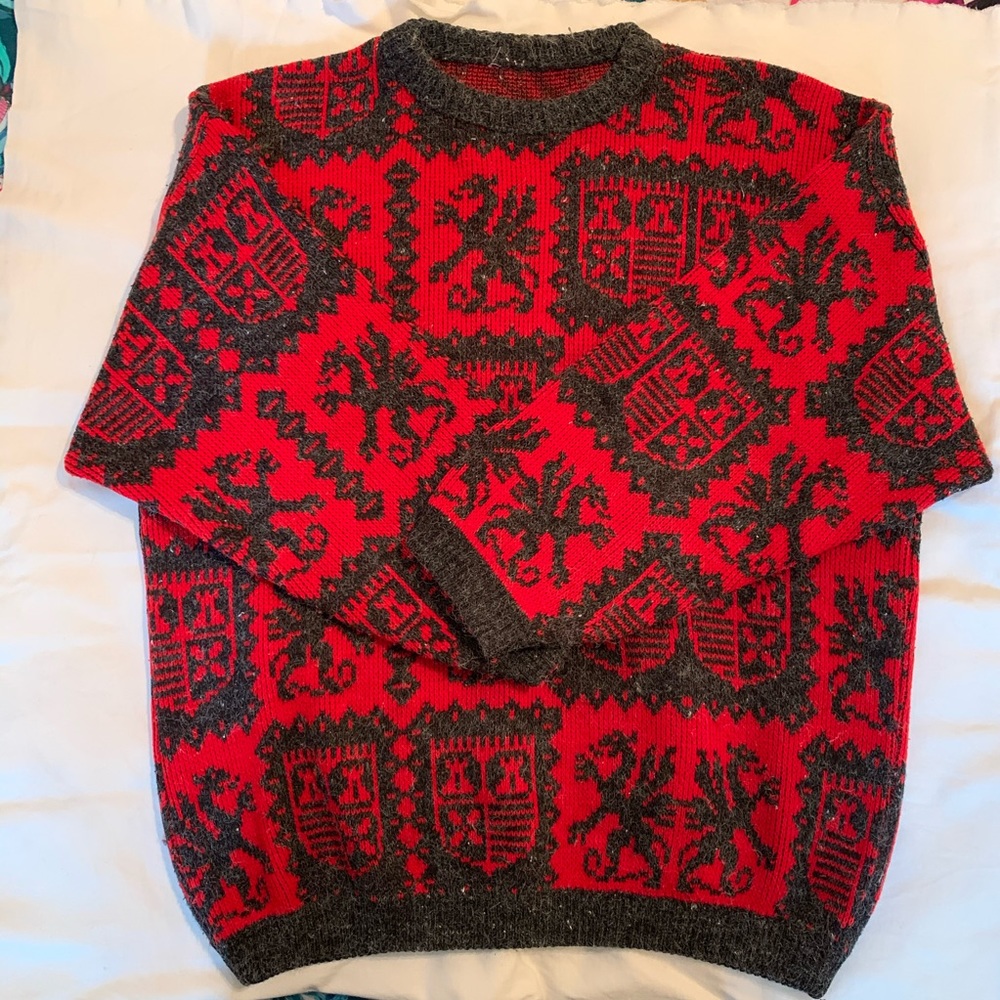 Vintage red and gray sweater.